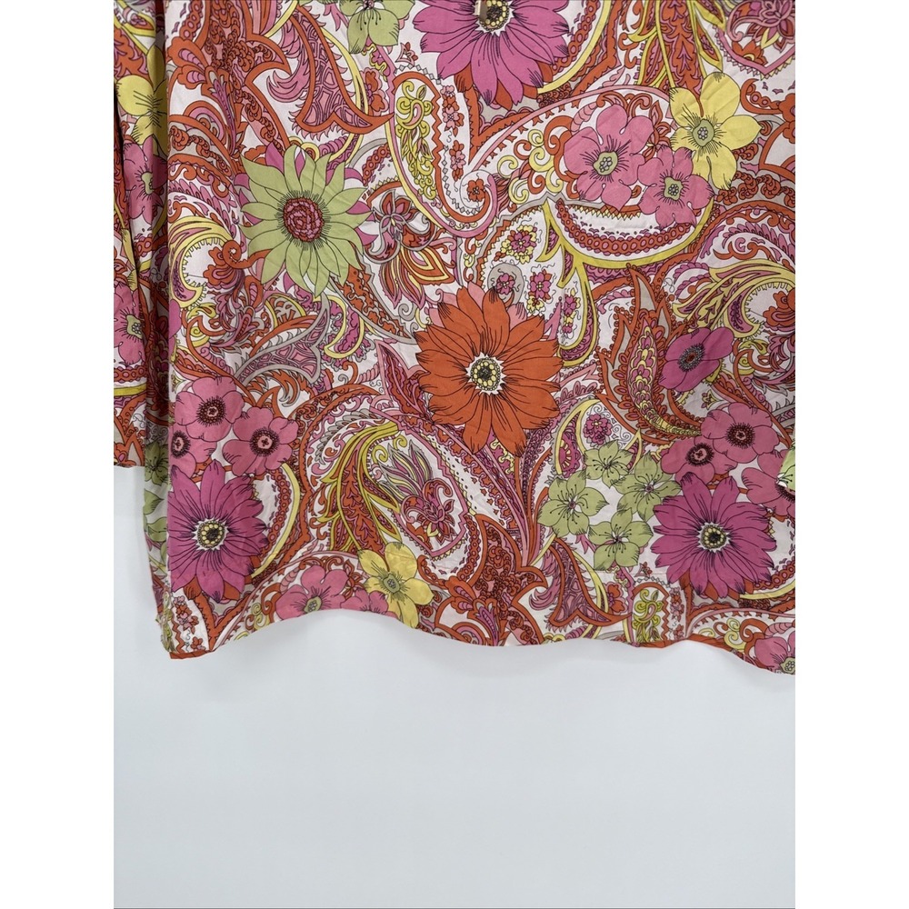 Talbots Womens 100% Silk Floral Paisley Multicolor Blouse Top Size Medium Boho - Picture 6 of 11